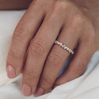 0.35 TCW Round Diamond Curved Pave DEF/VVS Lab Grown Wedding Band
