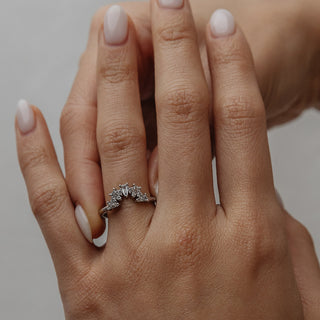 0.35 TCW Round Diamond Curved Pave DEF/VVS Lab Grown Wedding Band