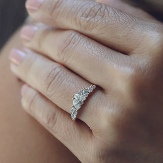0.35 TCW Round Diamond Curved Pave DEF/VVS Lab Grown Wedding Band