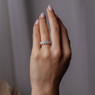 0.35 TCW Round Diamond Curved Pave DEF/VVS Lab Grown Wedding Band