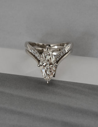1.5 CT Marquise Cut Solitaire Lab Grown Diamond Ring With Wrap Pave Band