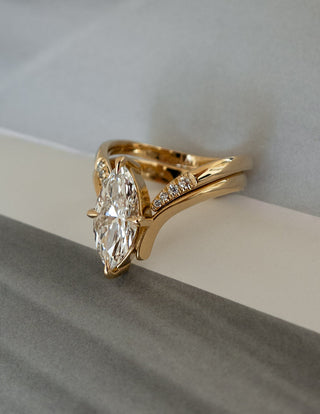 1.5 CT Marquise Cut Solitaire Lab Grown Diamond Ring With Wrap Pave Band