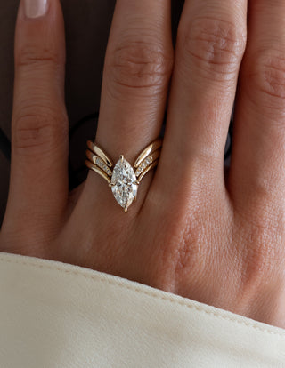 1.50 CT Marquise Cut 3 Set Curved Lab Grown Diamond Bridal Ring Set