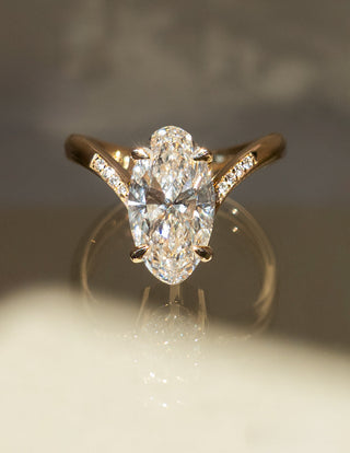 3 CT Moval Swirl Pave Lab Grown Engagement Ring