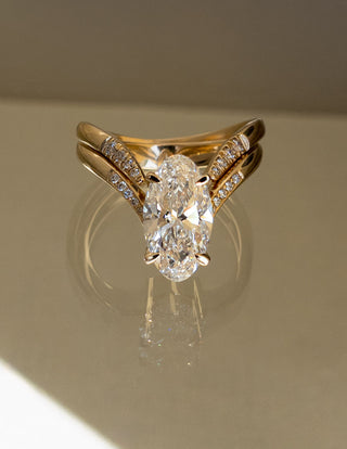 2.5 CT Oval Cut Pave Lab Grown Diamond Ring With Wrap Pave Band