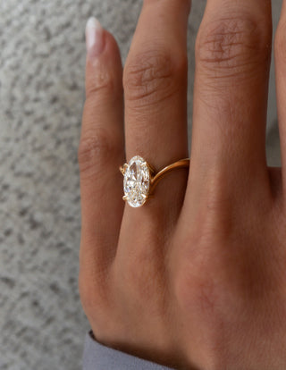 3 CT Moval Solitaire Lab Grown Engagement Ring