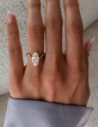 3 CT Moval Solitaire Lab Grown Engagement Ring
