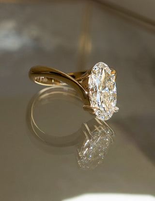 3 CT Moval Solitaire Lab Grown Engagement Ring