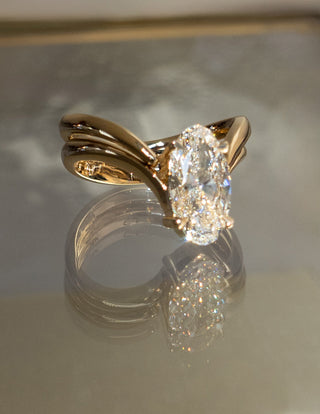 2.5 CT Oval Cut Solitaire Lab Grown Diamond Ring With Wrap Classic Plain Band