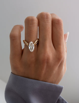 2.5 CT Oval Cut Solitaire Lab Grown Diamond Ring With Wrap Pave Band