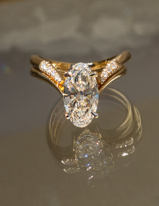 2.5 CT Oval Cut Solitaire Lab Grown Diamond Ring With Wrap Pave Band