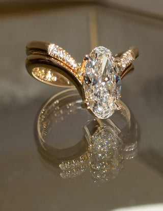 2.5 CT Oval Cut Solitaire Lab Grown Diamond Ring With Wrap Pave Band