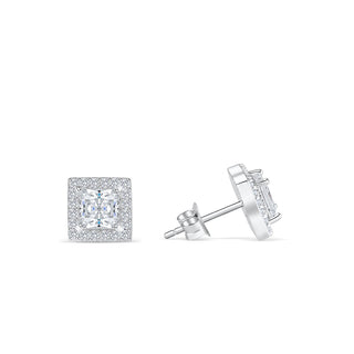 1.0 CT Princess Cut Halo Stud Moissanite Earrings 6