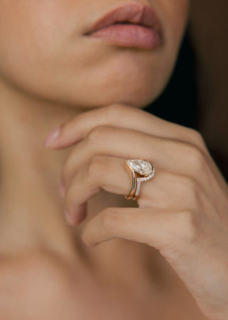 2.5 CT Pear Cut Solitaire Lab Grown Diamond Ring With Minimal Pave Band