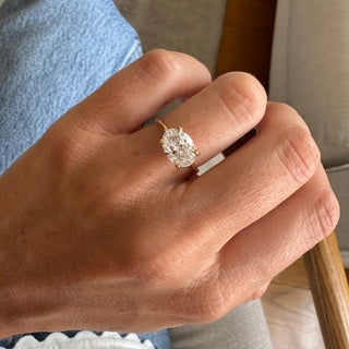 Timeless 2 CT Oval Cut East-West Solitaire Lab Grown Diamond Engagement Ring