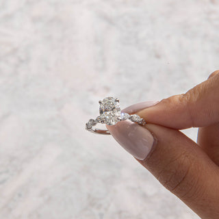 Emerald Pave Engagement Ring – 1 CT Lab Grown Diamond