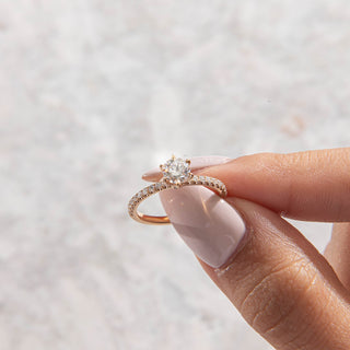 Emerald Pave Engagement Ring – 1 CT Lab Grown Diamond