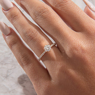 Emerald Pave Engagement Ring – 1 CT Lab Grown Diamond
