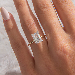 Emerald Pave Engagement Ring – 1 CT Lab Grown Diamond