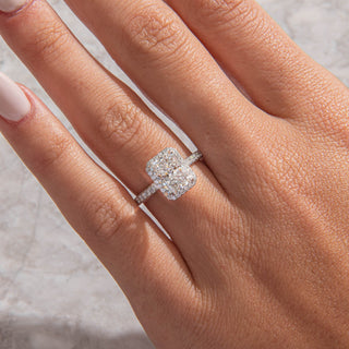 Emerald Pave Engagement Ring – 1 CT Lab Grown Diamond