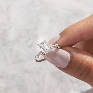 Emerald Pave Engagement Ring – 1 CT Lab Grown Diamond