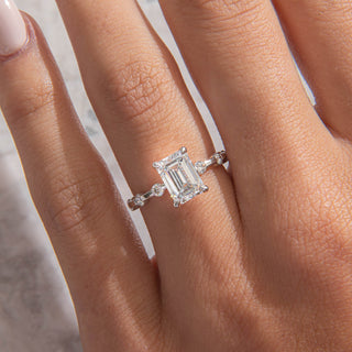 Emerald Pave Engagement Ring – 1 CT Lab Grown Diamond