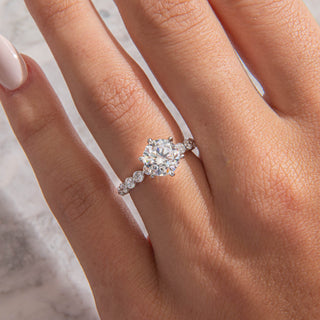 Emerald Pave Engagement Ring – 1 CT Lab Grown Diamond