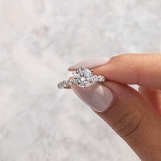 Emerald Pave Engagement Ring – 1 CT Lab Grown Diamond