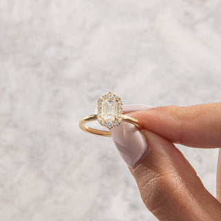 Emerald Pave Engagement Ring – 1 CT Lab Grown Diamond