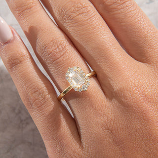 Emerald Pave Engagement Ring – 1 CT Lab Grown Diamond