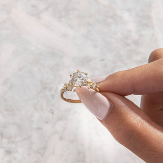 Emerald Pave Engagement Ring – 1 CT Lab Grown Diamond