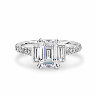 Emerald Pave Engagement Ring – 1 CT Lab Grown Diamond