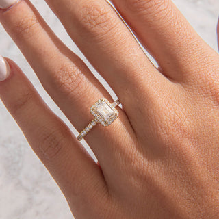 Emerald Pave Engagement Ring – 1 CT Lab Grown Diamond