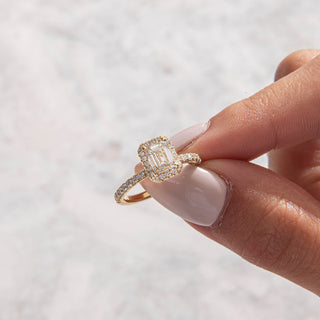 Emerald Pave Engagement Ring – 1 CT Lab Grown Diamond