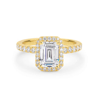 Emerald Pave Engagement Ring – 1 CT Lab Grown Diamond