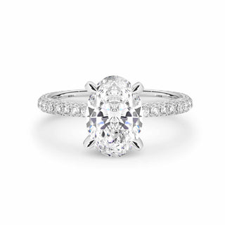 Emerald Pave Engagement Ring – 1 CT Lab Grown Diamond