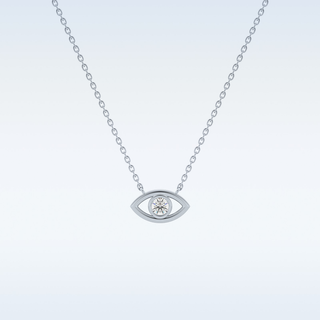 Customized Evil Shaped Moissanite Necklace –  0.8 CT Round Cut in 14K/18K Gold