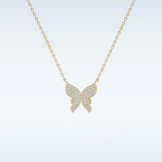 Customized Butterfly Shaped Moissanite Necklace – 0.9 CT Round Cut in 14K/18K Gold