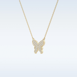 Customized Butterfly Shaped Moissanite Necklace – 0.9 CT Round Cut in 14K/18K Gold