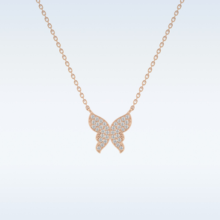 Customized Butterfly Shaped Moissanite Necklace – 0.9 CT Round Cut in 14K/18K Gold