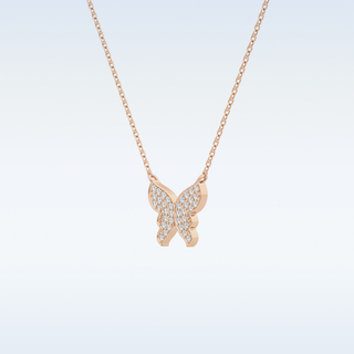 Customized Butterfly Shaped Moissanite Necklace – 0.9 CT Round Cut in 14K/18K Gold