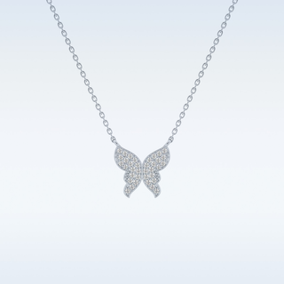 Customized Butterfly Shaped Moissanite Necklace – 0.9 CT Round Cut in 14K/18K Gold