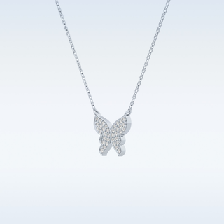 Customized Butterfly Shaped Moissanite Necklace – 0.9 CT Round Cut in 14K/18K Gold