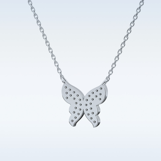 Customized Butterfly Shaped Moissanite Necklace – 0.9 CT Round Cut in 14K/18K Gold