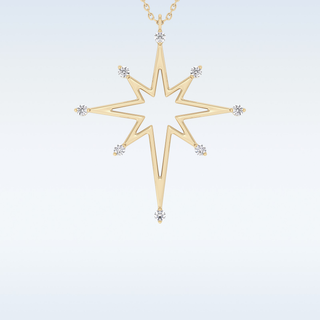 Customized Star Shaped Shaped Moissanite Necklace –  0.17 CT Round Cut in 14K/18K Gold