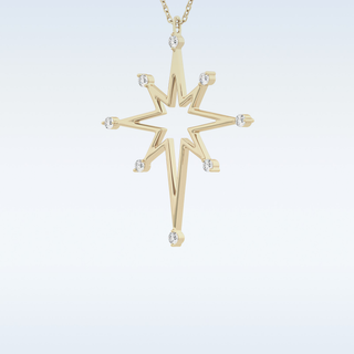 Customized Star Shaped Shaped Moissanite Necklace –  0.17 CT Round Cut in 14K/18K Gold