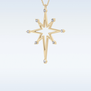 Customized Star Shaped Shaped Moissanite Necklace –  0.17 CT Round Cut in 14K/18K Gold
