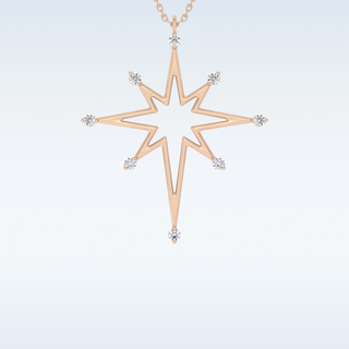 Customized Star Shaped Shaped Moissanite Necklace –  0.17 CT Round Cut in 14K/18K Gold