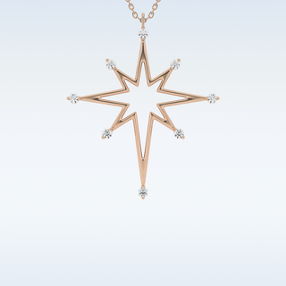 Customized Star Shaped Shaped Moissanite Necklace –  0.17 CT Round Cut in 14K/18K Gold