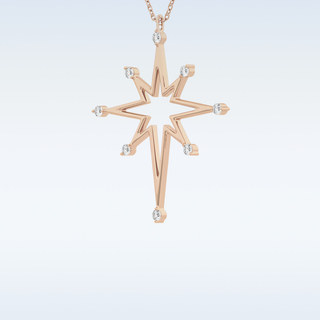 Customized Star Shaped Shaped Moissanite Necklace –  0.17 CT Round Cut in 14K/18K Gold